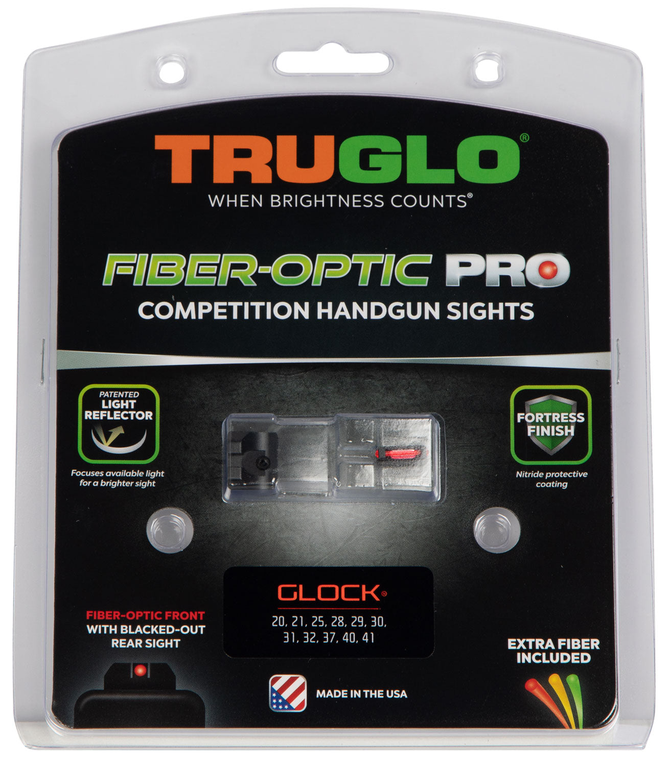 TruGlo TG132G2 Fiber-Optic Pro Red Front Black Rear Sight Set Compatible with Glock 20 21 29 30 31 32
