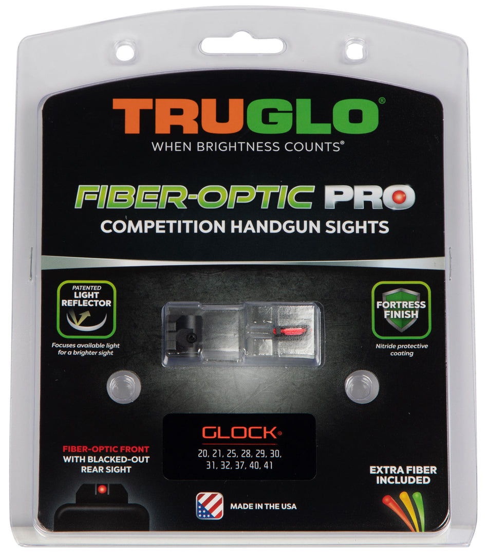 TruGlo TG132G2 Fiber-Optic Pro Red Front Black Rear Sight Set Compatible with Glock 20 21 29 30 31 32