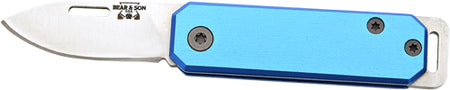 Bear & Son Blue Aluminum Handle Slip Joint Folding Knife 1.5"