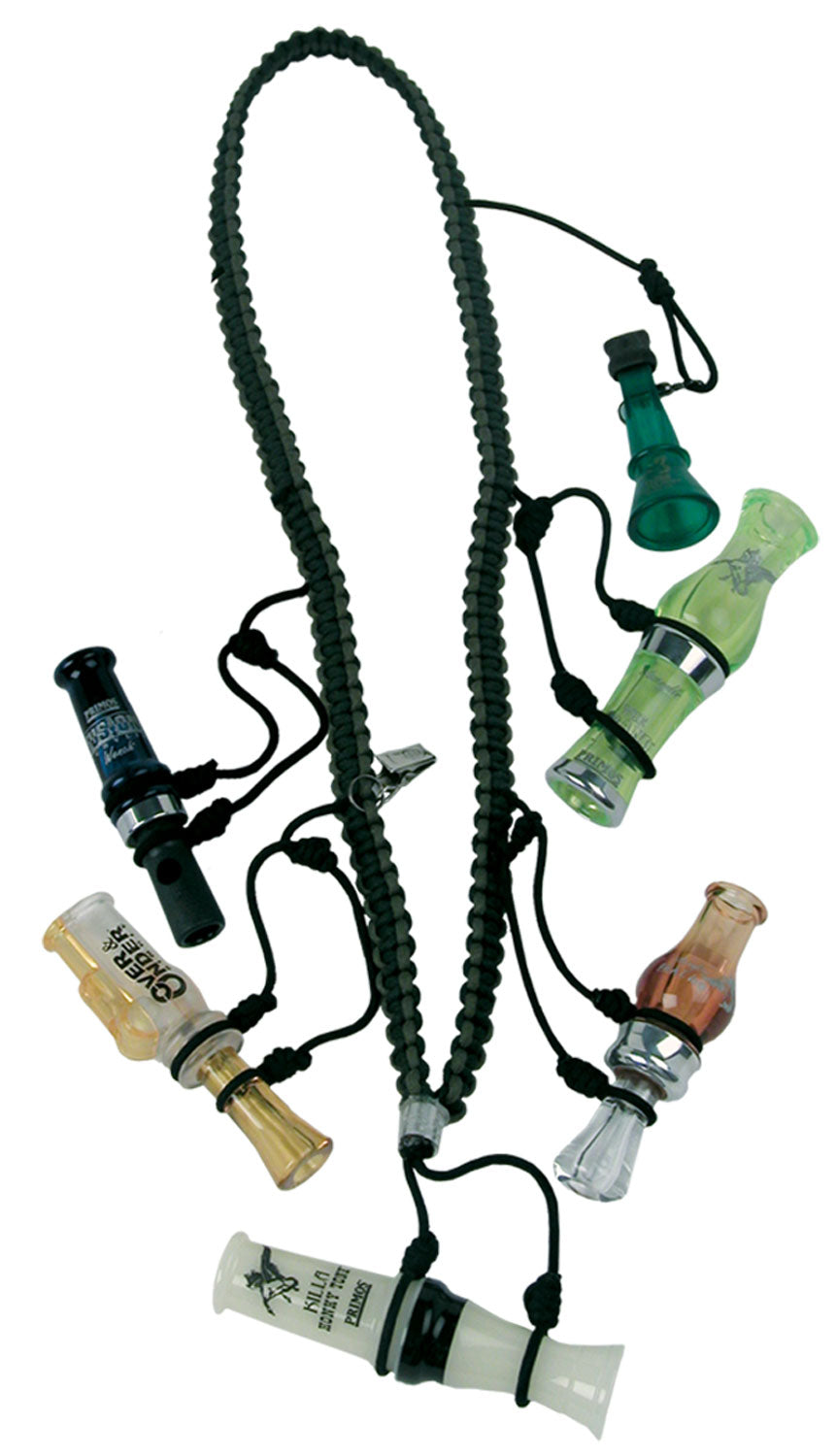 Primos 69628 Waterfowl Call Lanyard Black Nylon 5-Call Capacity