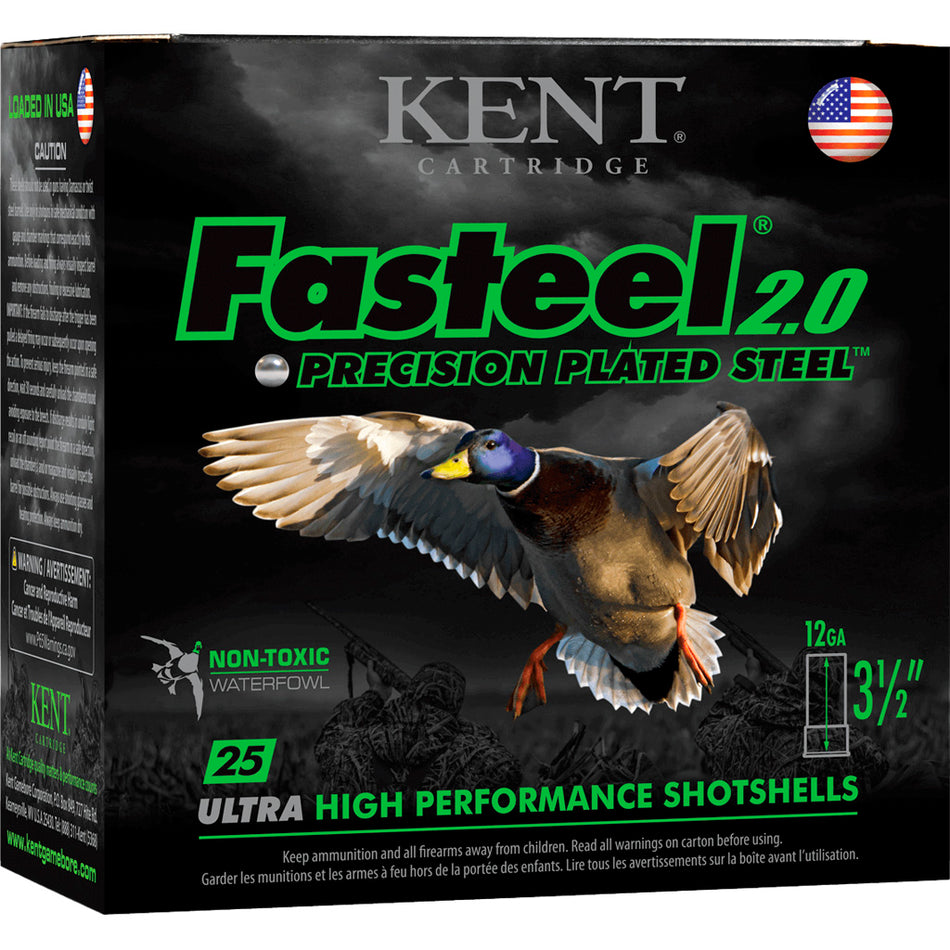 Kent Cartridge 12 Gauge Shotgun Shells Fasteel+ Precision Plated Steel BB 1-1/2 oz 3.5 in