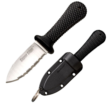 Cold Steel Super Edge 42SS 2" Fixed Serrated Japanese AUS-8A Blade, Black Kray-Ex Handle Includes Sheath