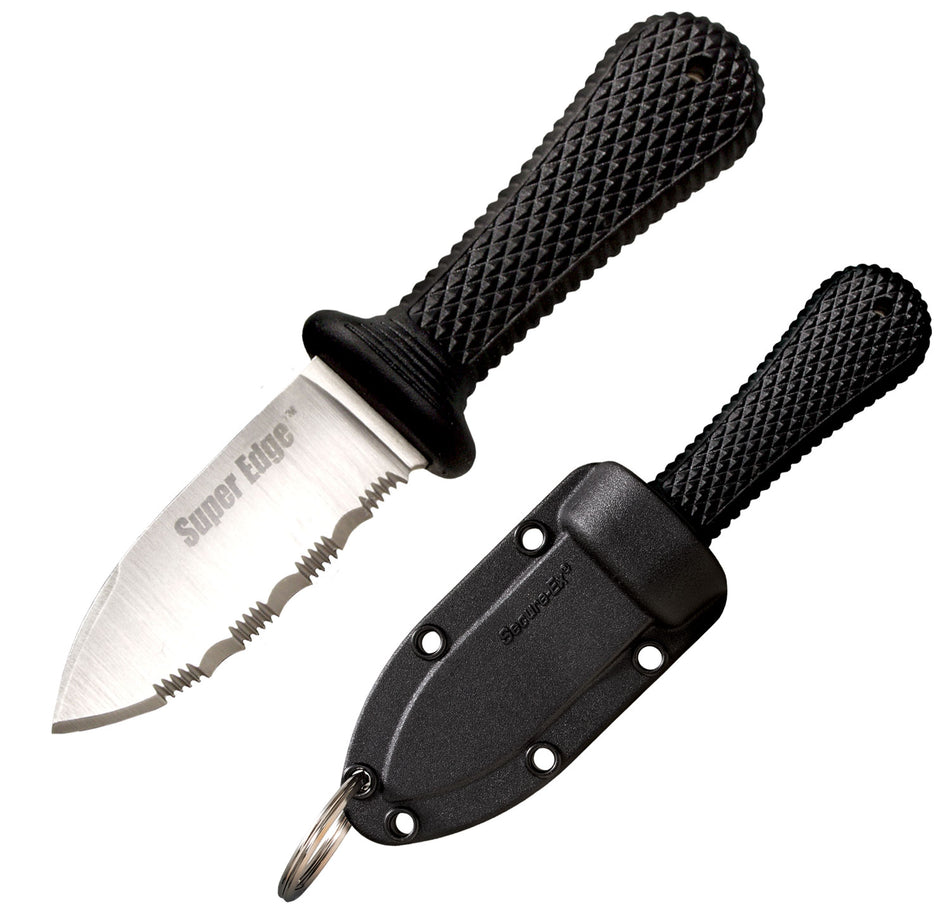 Cold Steel Super Edge 42SS 2" Fixed Serrated Japanese AUS-8A Blade, Black Kray-Ex Handle Includes Sheath