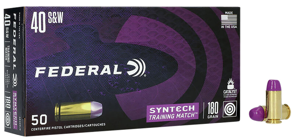 American Eagle .40 S&W AE40SJ2 Syntech Training Match Total Syntech Jacket Flat Nose 180 Grain