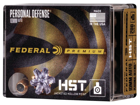 Federal 10mm Auto P10HST1S Premium Defense HST Jacketed Hollow Point 200 Grain
