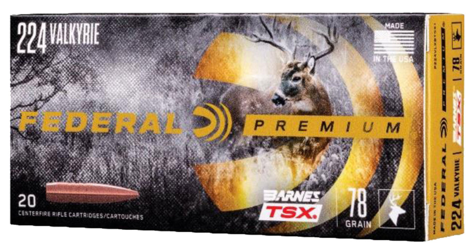 Federal .224 Valkyrie P224VLKBTSX1 Premium Barnes TSX 78 Grain