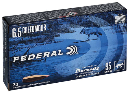 Federal 6.5mm Creedmoor V65CRDVM95 Varmint & Predator Hornady V-Max 95 Grain