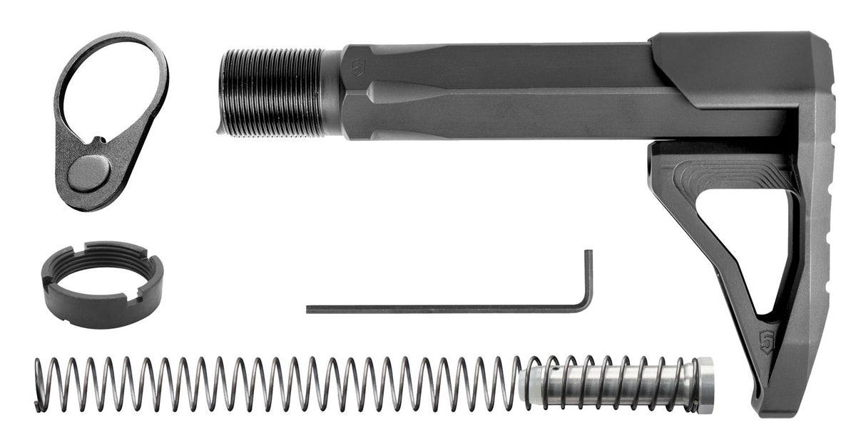Phase 5 CMSA Carbine Mini Stock Assembly with HexOne Buffer Tube, Black Aluminum, AR-15/AR-10