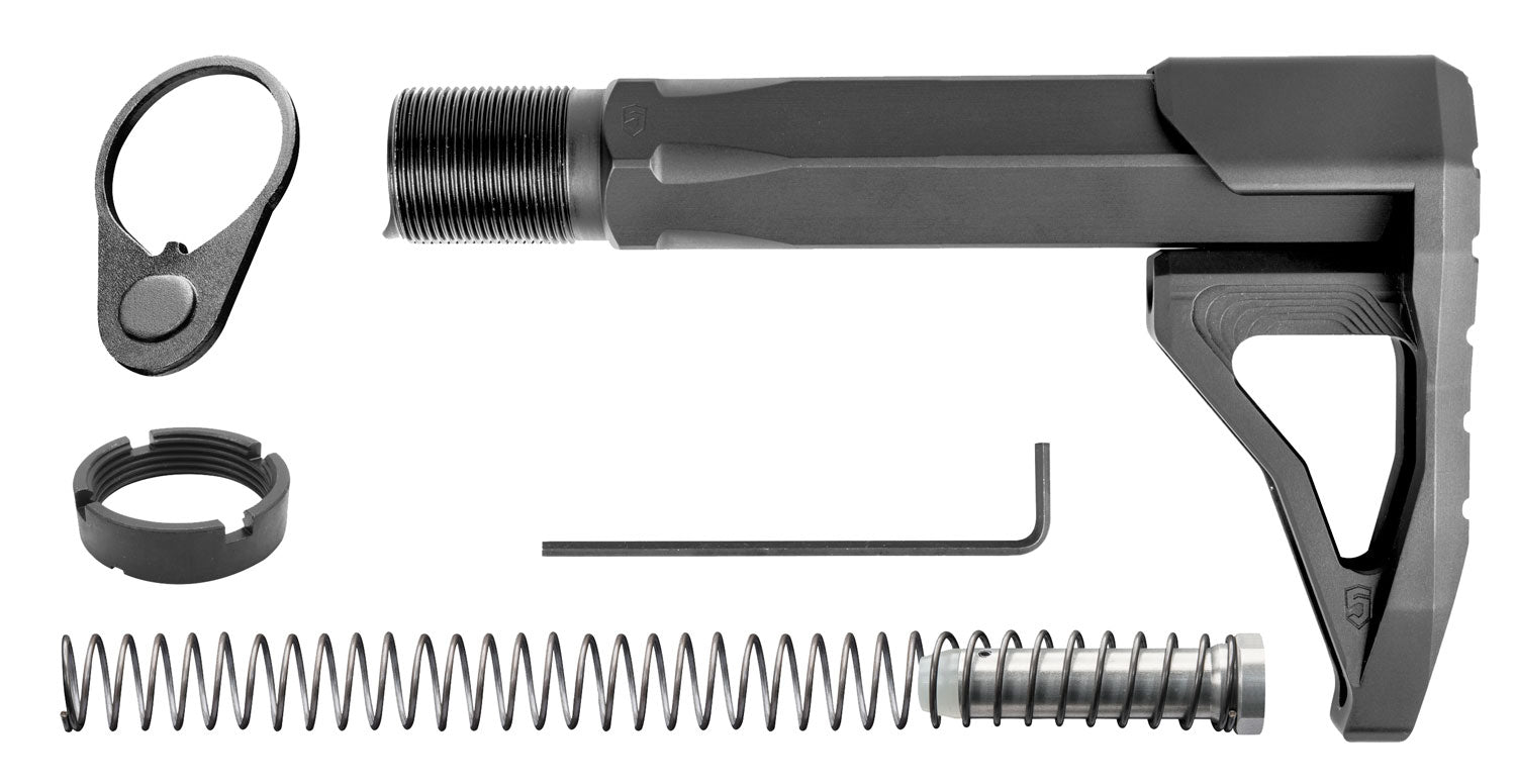 Phase 5 CMSA Carbine Mini Stock Assembly with HexOne Buffer Tube, Black Aluminum, AR-15/AR-10