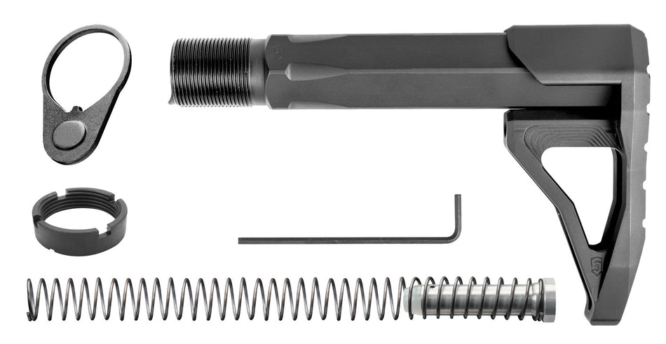 Phase 5 CMSA Carbine Mini Stock Assembly with HexOne Buffer Tube, Black Aluminum, AR-15/AR-10