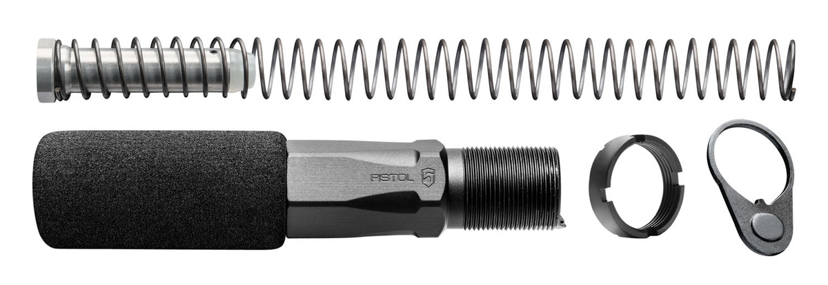 Phase 5 HEX2C Hex-2 Complete AR Pistol Buffer Tube Assembly Black 7075-T7 Aluminum