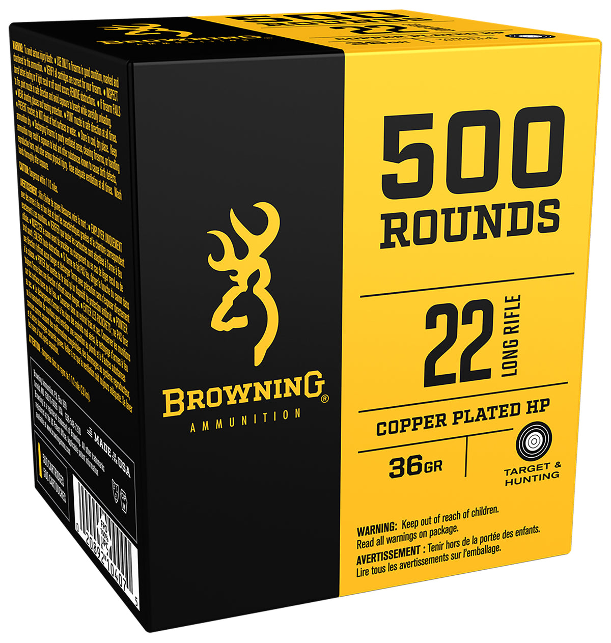 Browning .22 Long Rifle Rimefire Ammo  Copper Plated Hollow Point JHP 36 grain 