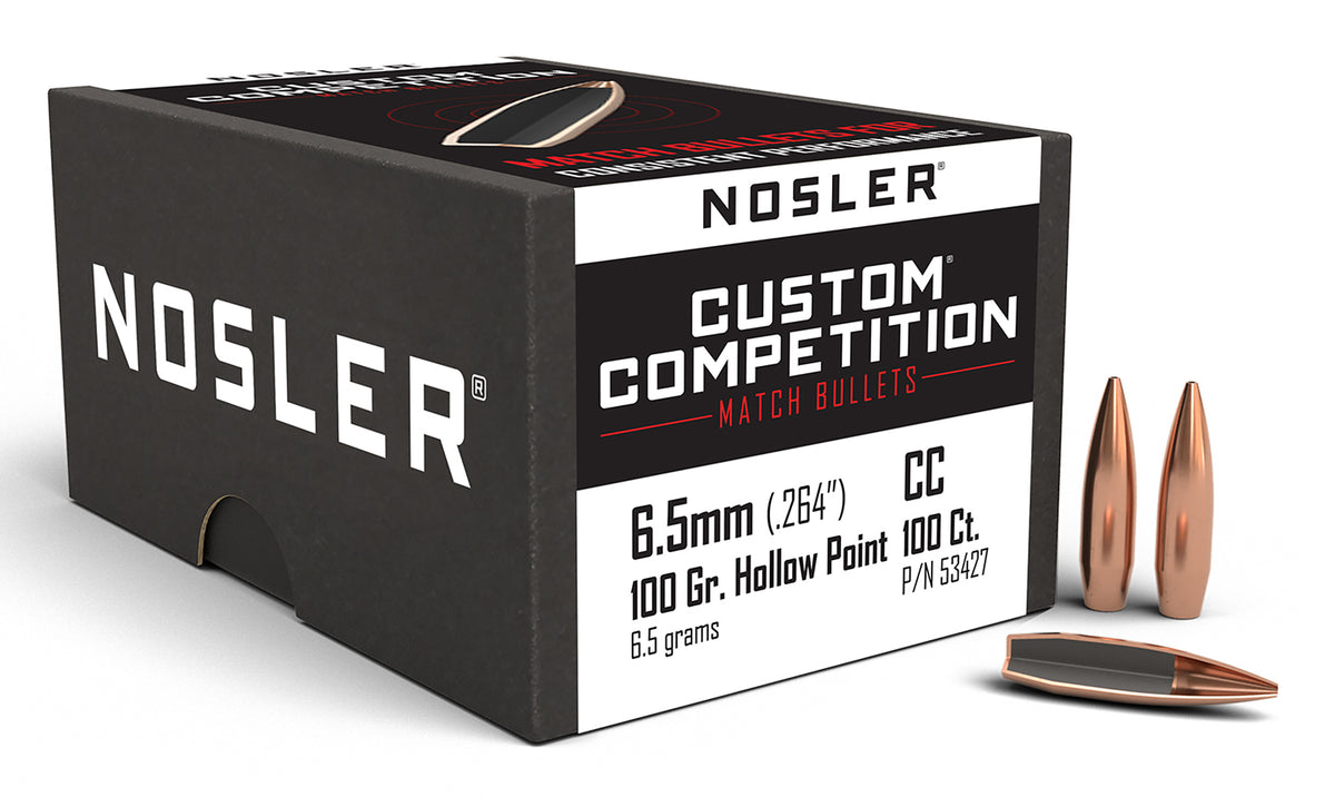 Nosler Custom Competition 6.5 Caliber 100gr HPBT Rifle Bullets Box of 100