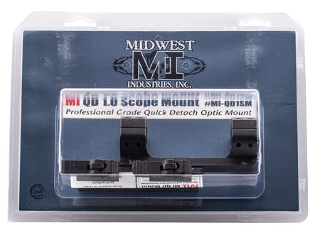 Midwest Industries MIQD1SM Quick Detach 1" Scope Ring Mount Combo Black Hardcoat Anodized