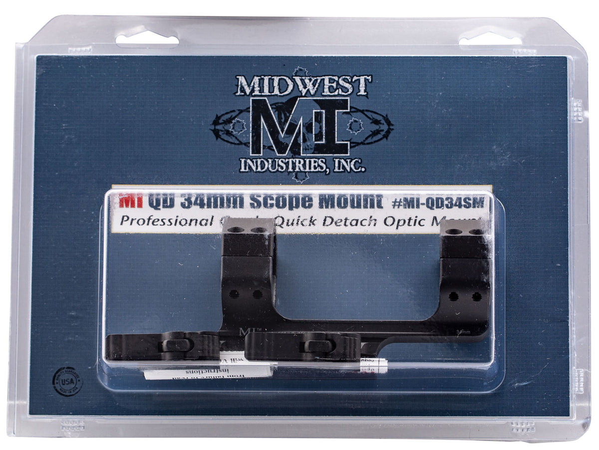 Midwest Industries MIQD34SM Quick Detach 34mm Scope Mount Ring Combo Anodized Black