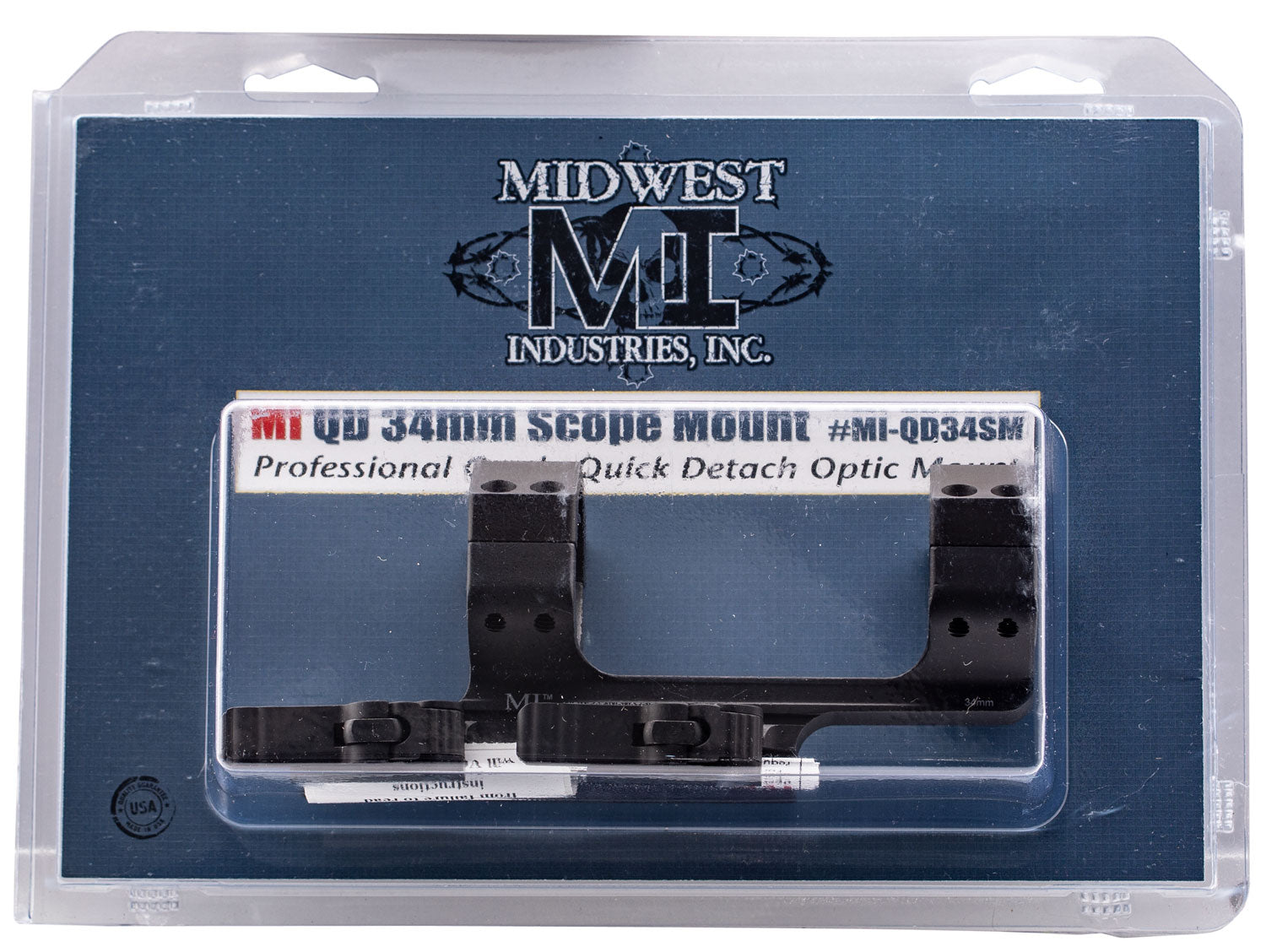 Midwest Industries MIQD34SM Quick Detach 34mm Scope Mount Ring Combo Anodized Black