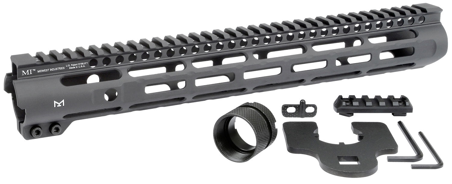 Midwest Industries MISLH14 Slimline AR-15 6061 Aluminum Black Anodized 14" Handguard
