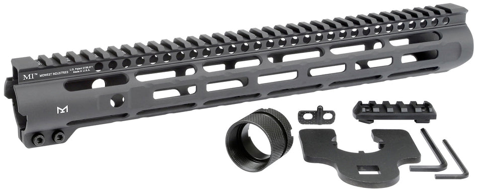 Midwest Industries MISLH14 Slimline AR-15 6061 Aluminum Black Anodized 14" Handguard