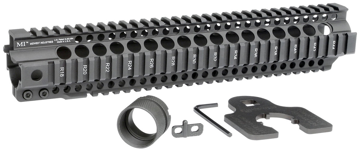 Midwest Industries MICRT12625 T-Series AR-15 6061 Aluminum Black Anodized 12.625" Handguard