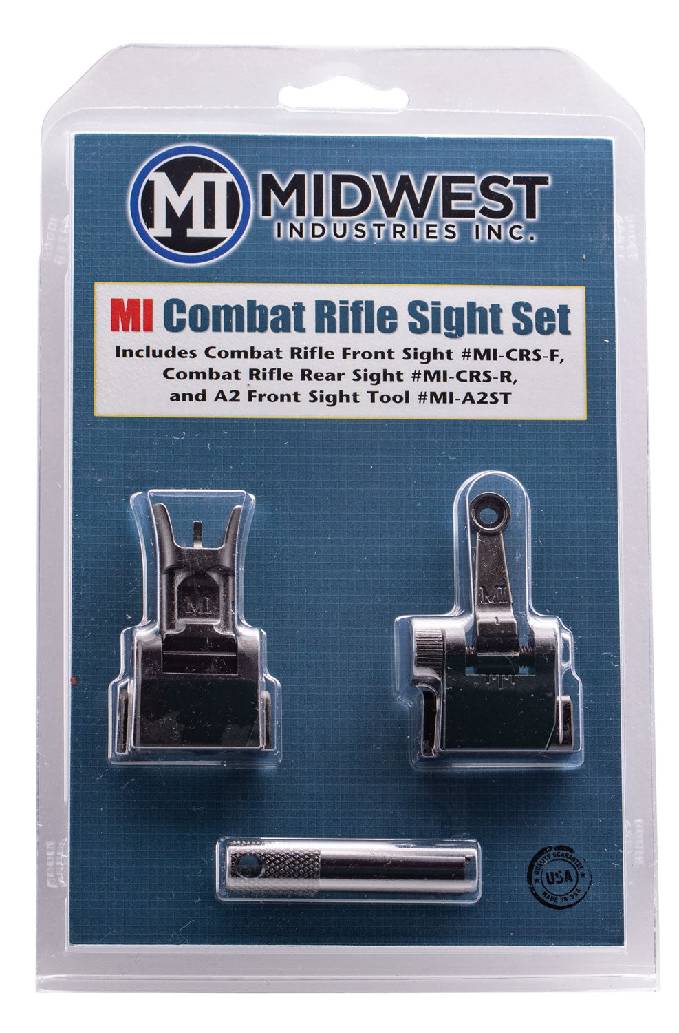 Midwest Industries Combat Rifle Folding Front and Rear Iron Sight Set Black for AR-15/M16/M4