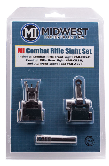 Midwest Industries Combat Rifle Folding Front and Rear Iron Sight Set Black for AR-15/M16/M4