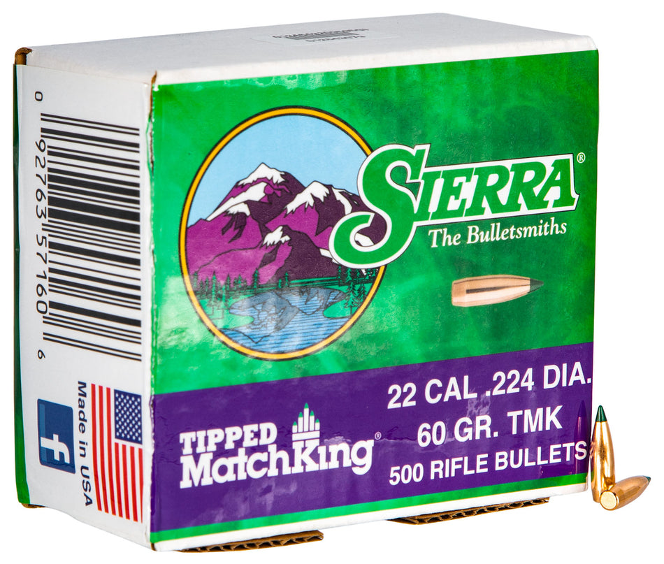 Sierra 22 Cal 60gr Tipped MatchKing Bullets 500/Box