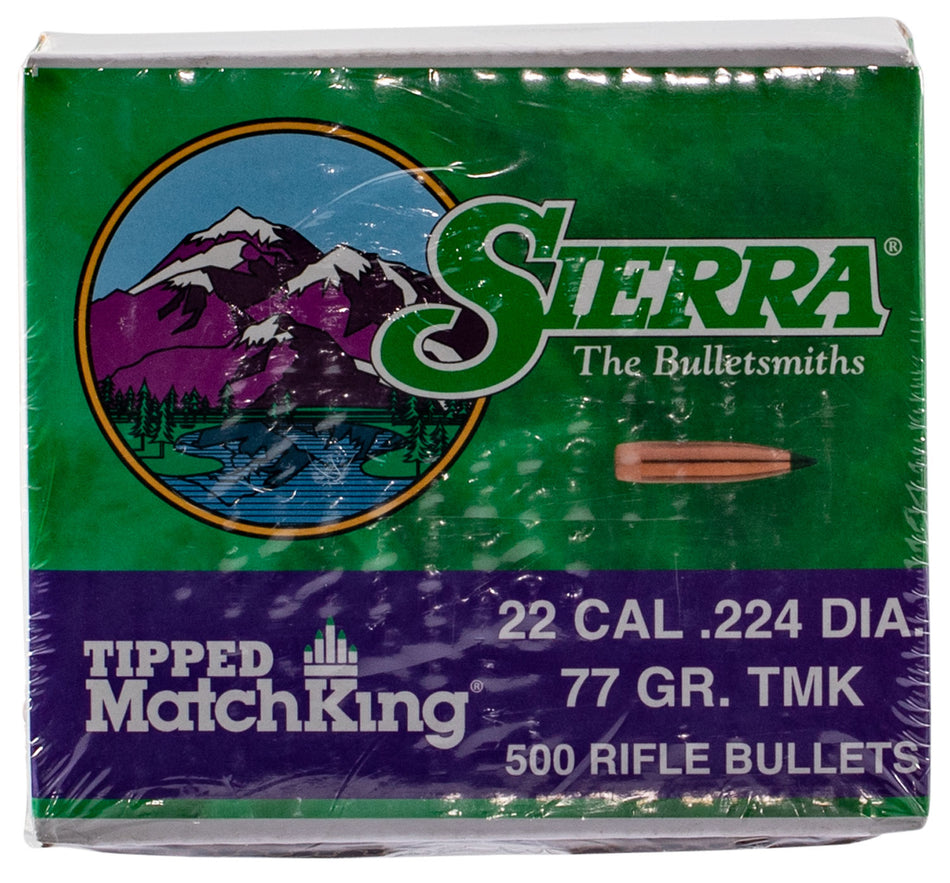 Sierra 22 Cal 77gr Tipped MatchKing Bullets 500/Box