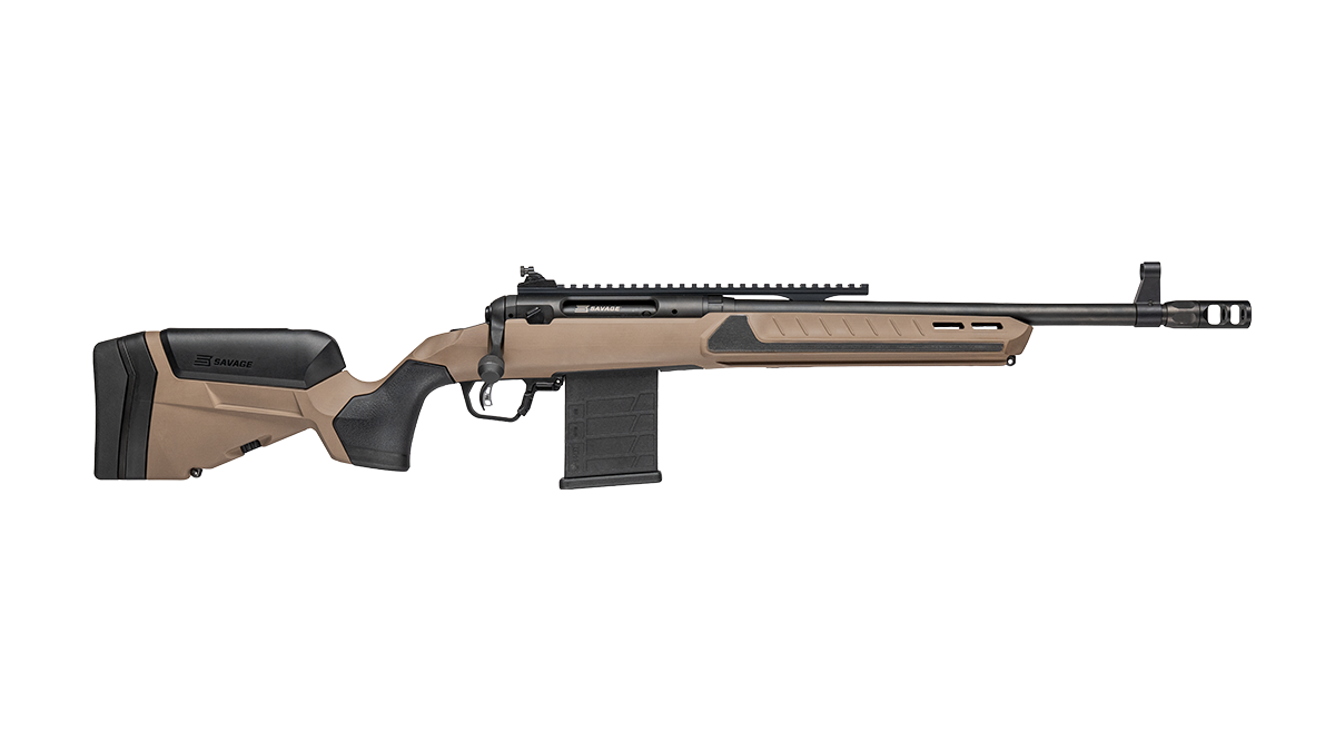 Savage Arms 110 Scout V2 .308 Win Rifle, 16.50" Medium Heavy Barrel, Arca Rail Forend, Coyote Tan AccuStock