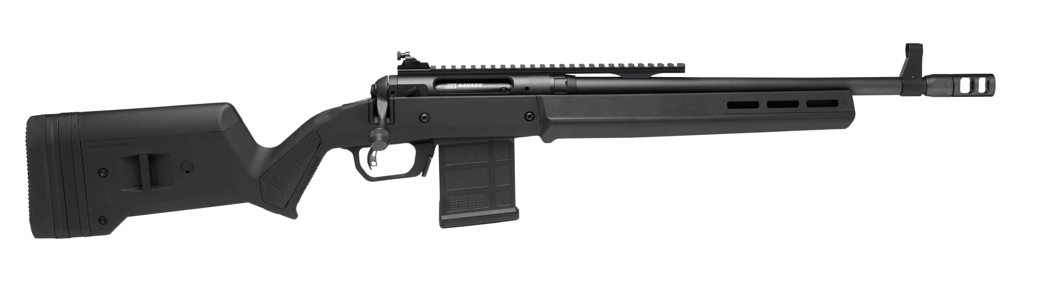 Savage Arms 110 Scout Full Size 450 Bushmaster 5+1, 16.5" Matte Black Threaded Barrel, Picatinny Rail, FDE Magpul Hunter Stock