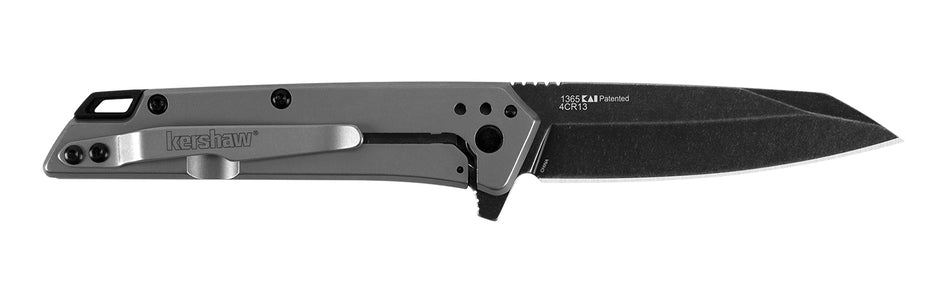 Kershaw Misdirect 1365 2.90" Folding Reverse Tanto Plain Black Oxide BlackWash Blade Gray Bead Blasted Steel Handle
