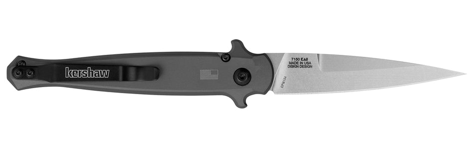 Kershaw Launch 8 7150 3.50" Folding Spear Point Stonewashed CPM 154 SS Blade Gray Aluminum w/ Carbon Fiber Insert Handle