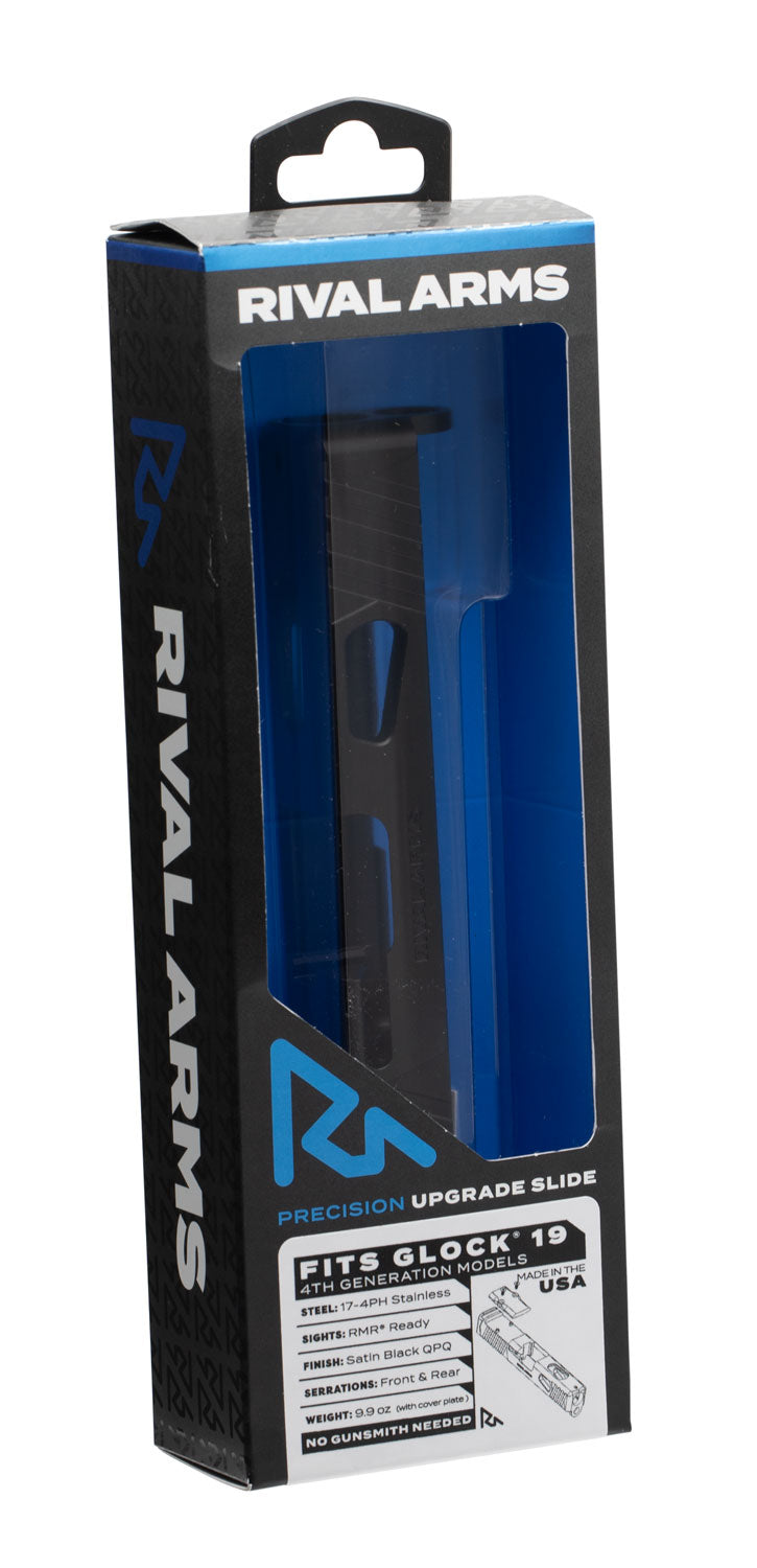 Rival Arms Precision Pistol Slide A1 QPQ Black 17-4 Stainless RMR Optic Cut Glock 19 Gen4 9mm Luger