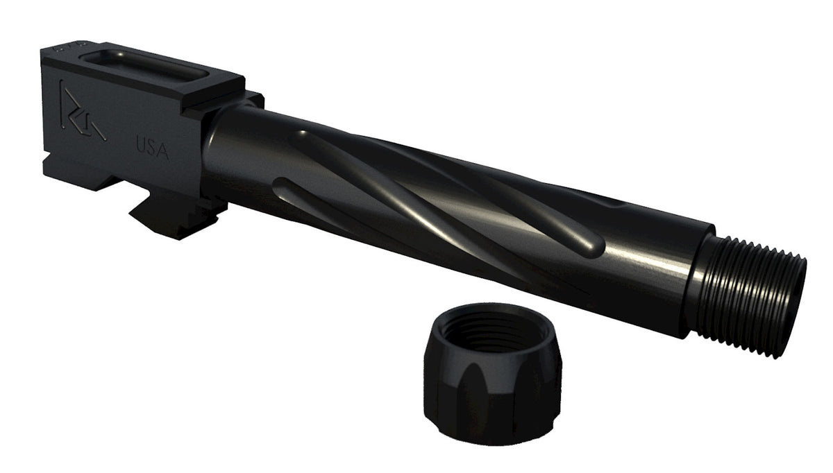 Rival Arms Precision Drop-In Barrel 9mm Luger 4.02" Black PVD Stainless Steel Fluted & Threaded Glock 19 Gen3-4
