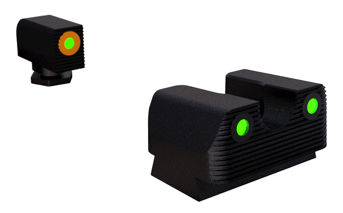 Rival Arms Green Tritium Night Sights RA1A231G for G17/G19 Orange Front/Black Rear Outline