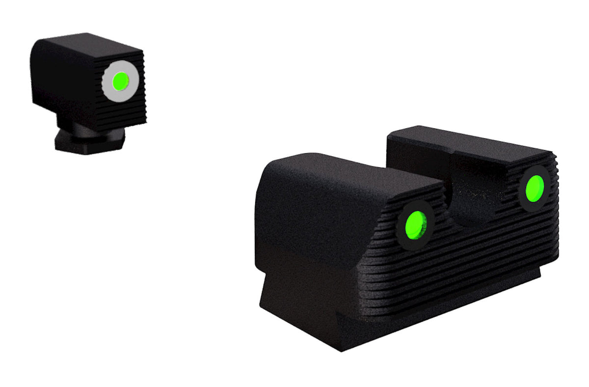 Rival Arms Green Tritium Night Sights RA1B231G for G17/G19 White Front/Black Rear Outline
