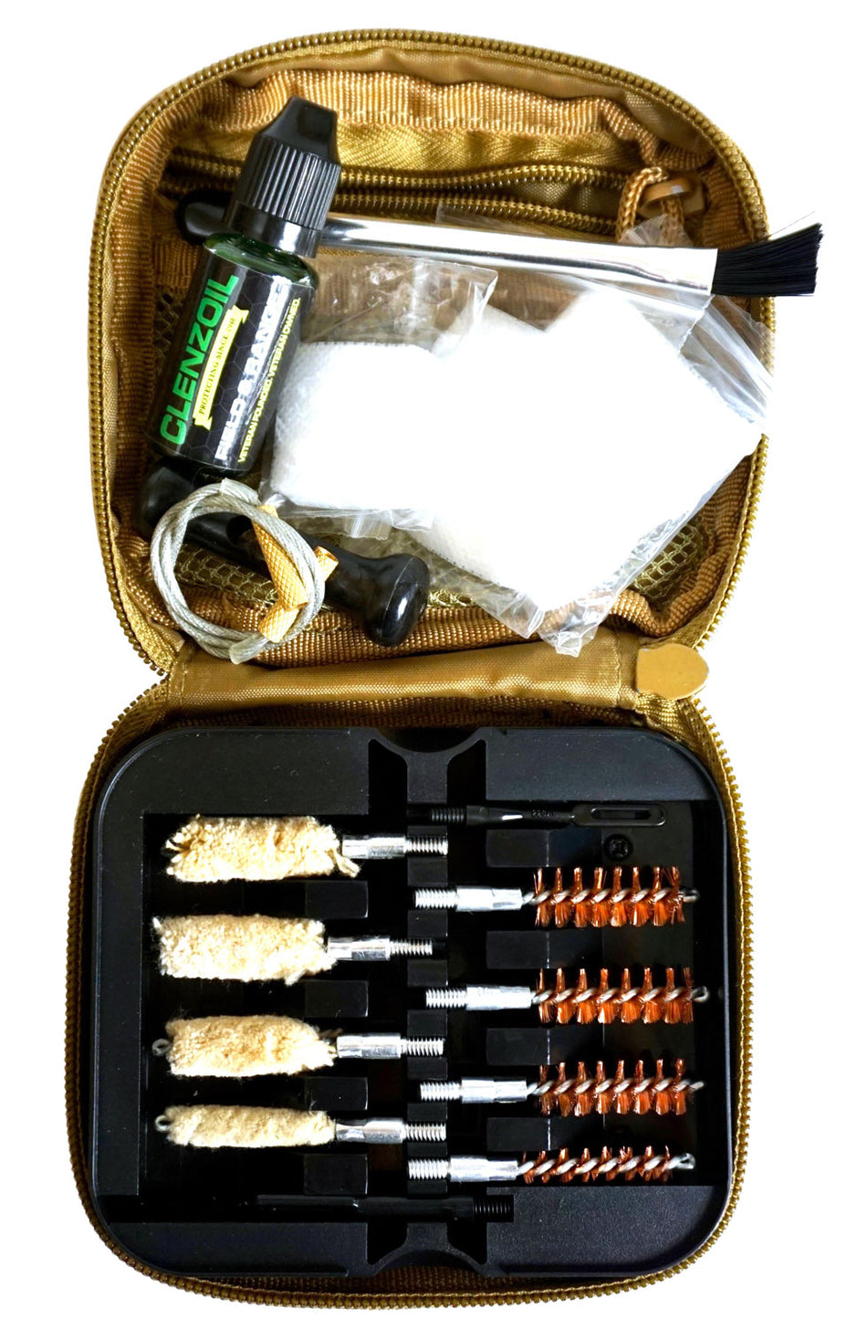 Clenzoil Field and Range Multi-Caliber Pistol Cleaning Kit 17 Pieces Tan Case