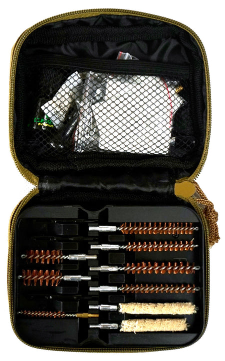 Clenzoil Field and Range Multi-Caliber Rifle Cleaning Kit 21 Pieces Tan Case