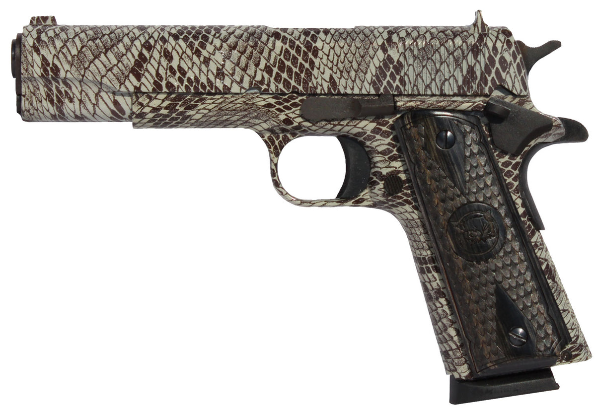 Iver Johnson 1911 A1 Copperhead .45 ACP, 8+1 Capacity, 5in Black Barrel with Tan Snakeskin Finish & Beavertail