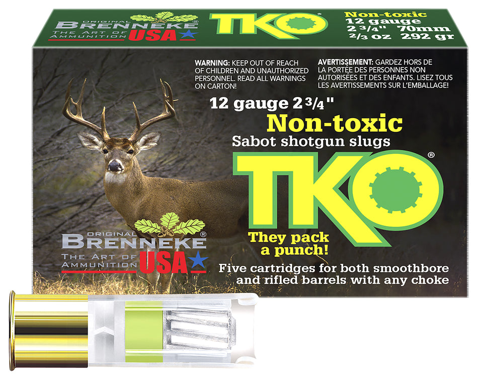 Brenneke 12 Gauge SL122TKO TKO Hunting 2.75" 2/3oz Slug