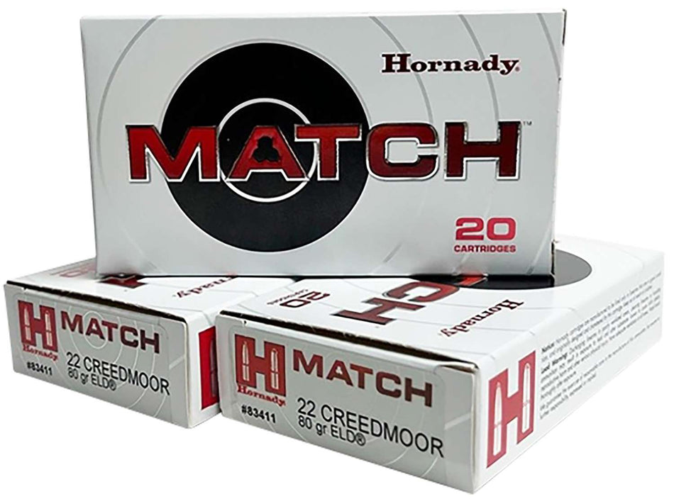 HORNADY 22 CREEDMOOR 80 GR ELD MATCH 20RD/BX 10BX/CS