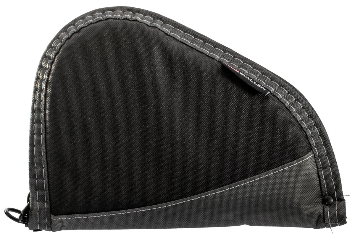 Allen Deluxe 8-Inch Handgun Case Black with Gray Trim – Thick Foam Lining, Lockable Zipper, Made in USA