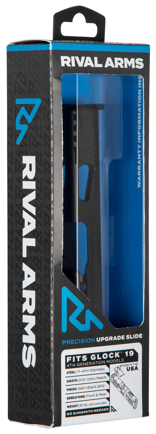 Rival Arms Precision Pistol Slide A1 QPQ Black 17-4 Stainless Docter Optic Cut Glock 19 Gen4