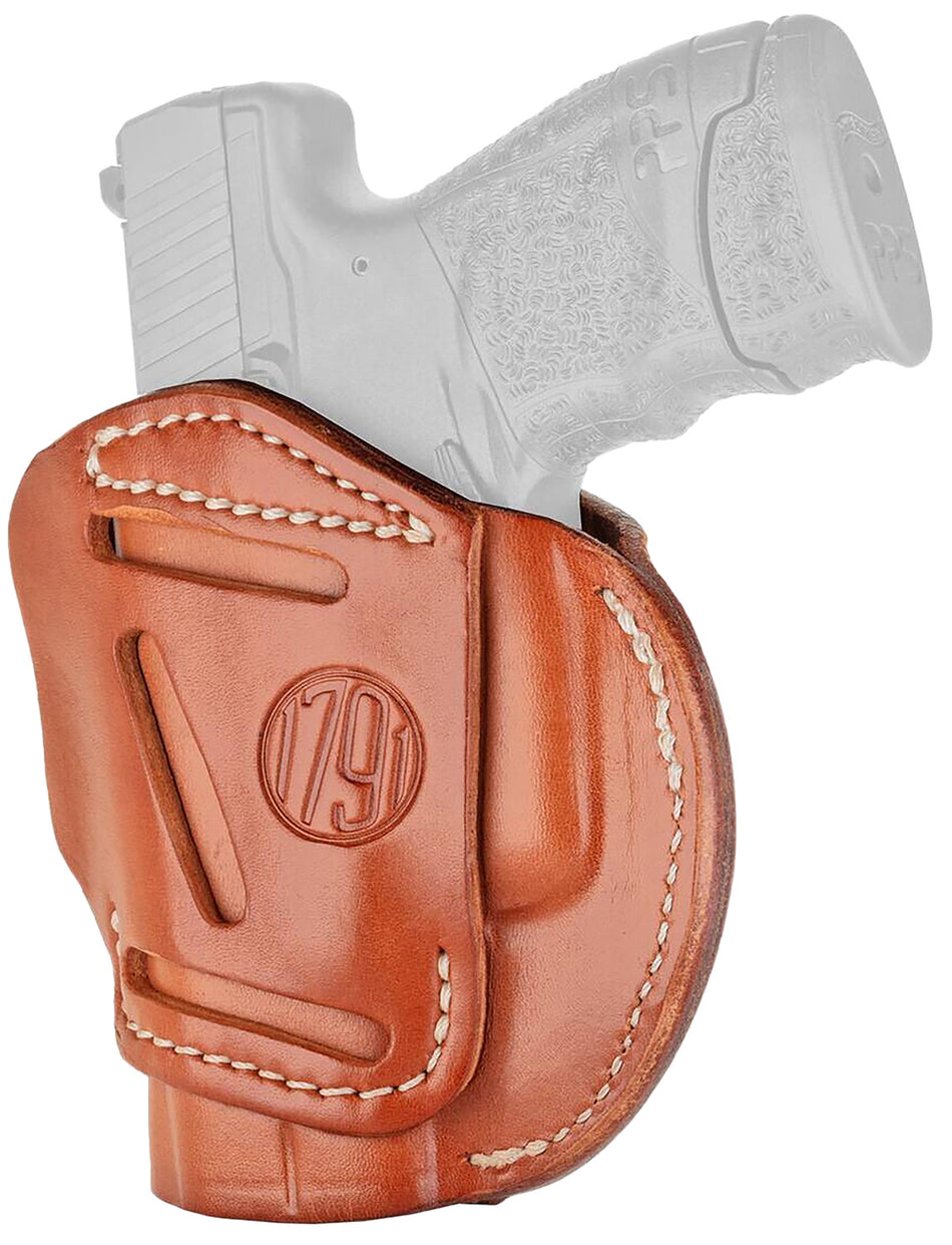 1791 Gunleather 3WH3CBRA Multi-Fit Belt Holster Size 03 Classic Brown Leather - Compatible w/ Glock 26, Ruger LC9, S&W M&P Shield, Ambi