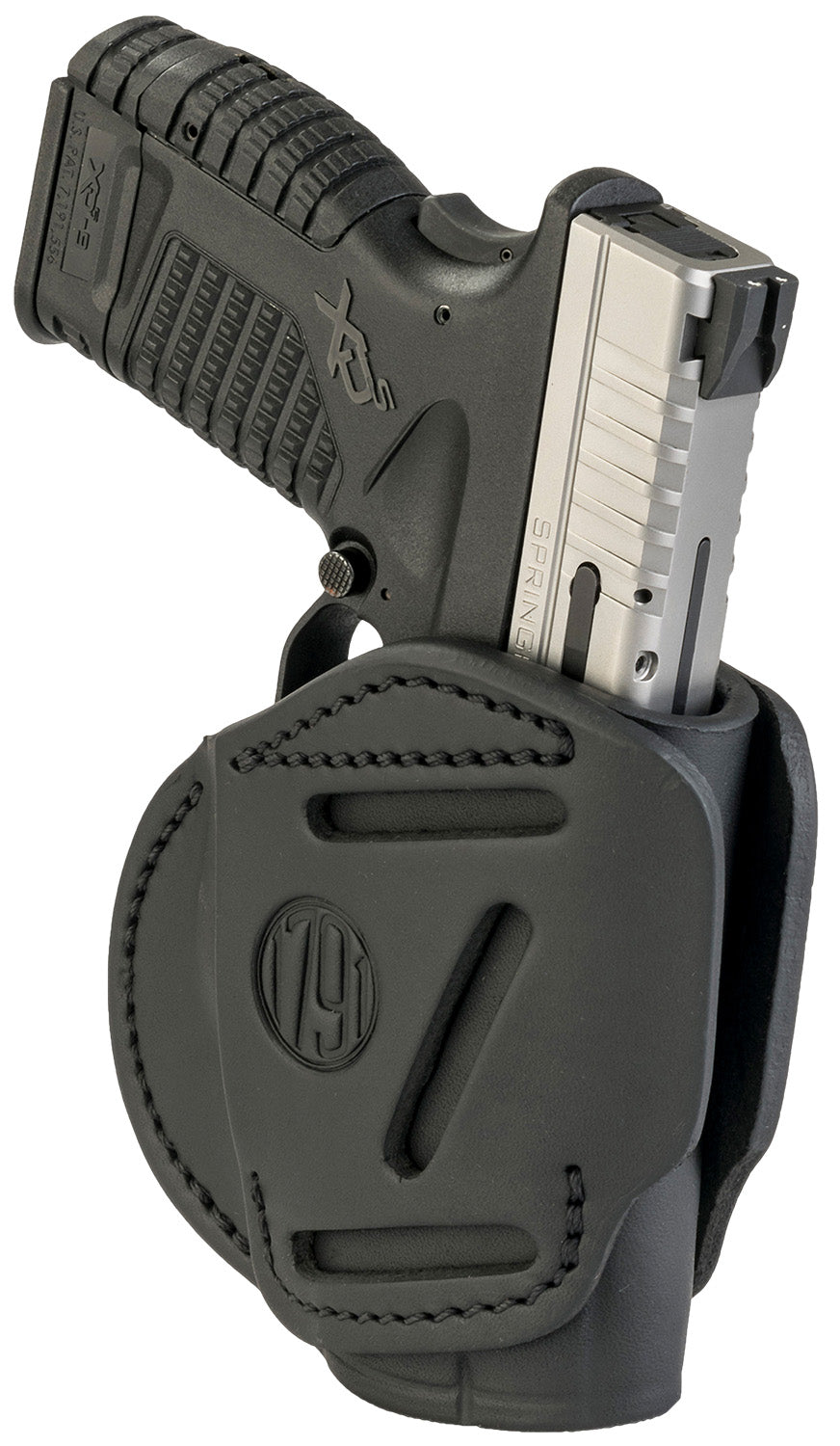 1791 Gunleather 3WH4SBLA Multi-Fit Belt Holster Size 04 Stealth Black Leather - Compatible w/ Taurus G2C, Springfield XD/XDS, Ambidextrous