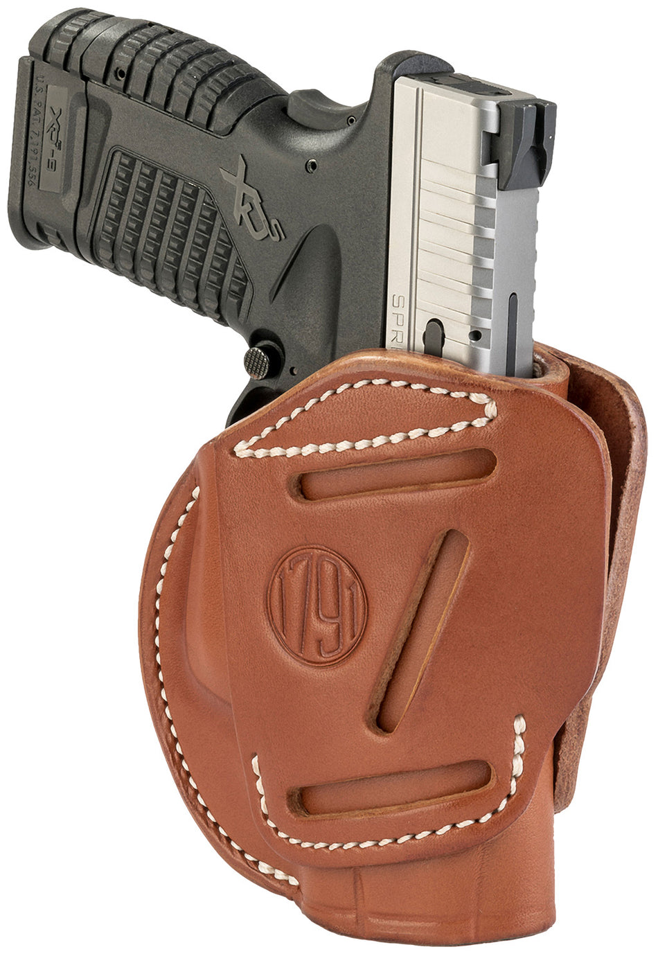 1791 Gunleather 3WH4CBRA Multi-Fit Belt Holster Size 04 Classic Brown Leather - Compatible w/ Taurus G2C, Springfield XD/XDS, Ambidextrous