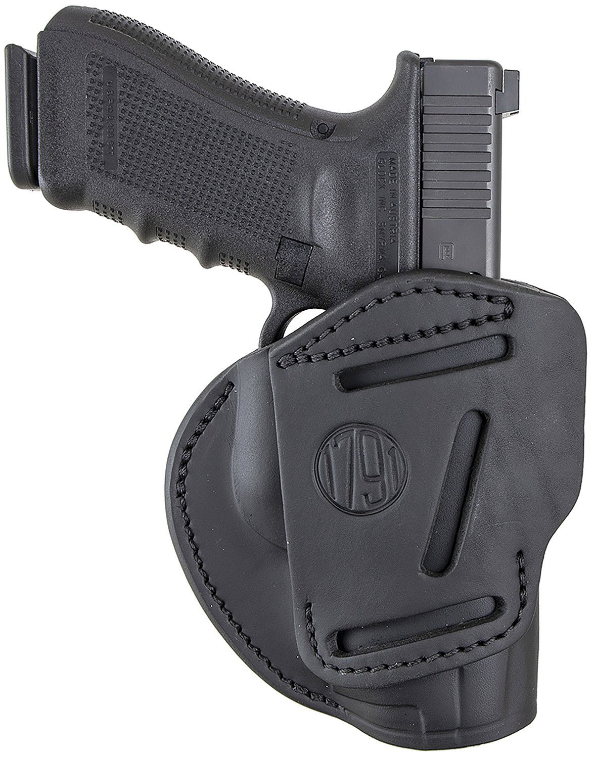1791 Gunleather 3WH5SBLA Multi-Fit Belt Holster Size 05 Stealth Black Leather - Compatible w/ Glock 17, S&W M&P, HK VP9, Ambidextrous