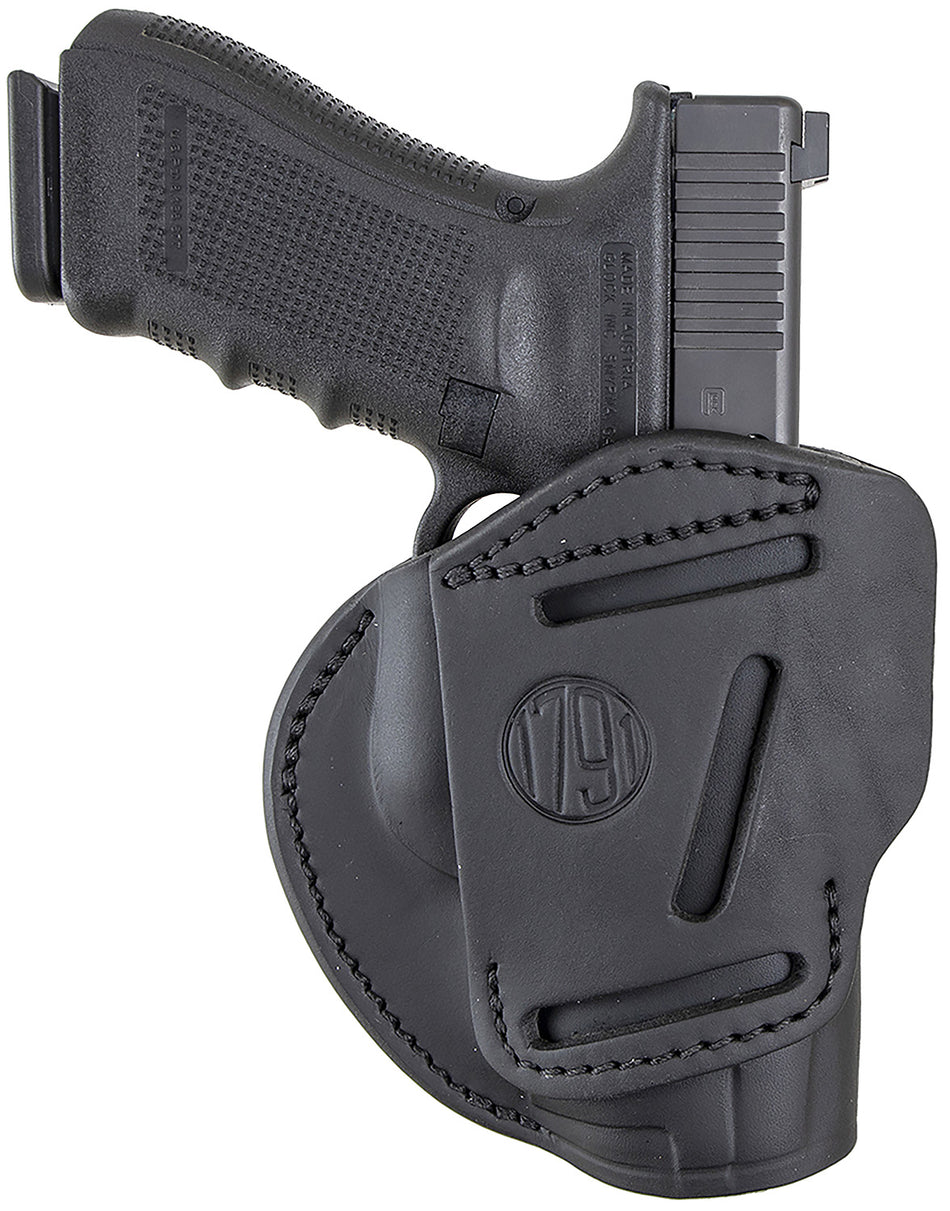 1791 Gunleather 3WH5SBLA Multi-Fit Belt Holster Size 05 Stealth Black Leather - Compatible w/ Glock 17, S&W M&P, HK VP9, Ambidextrous