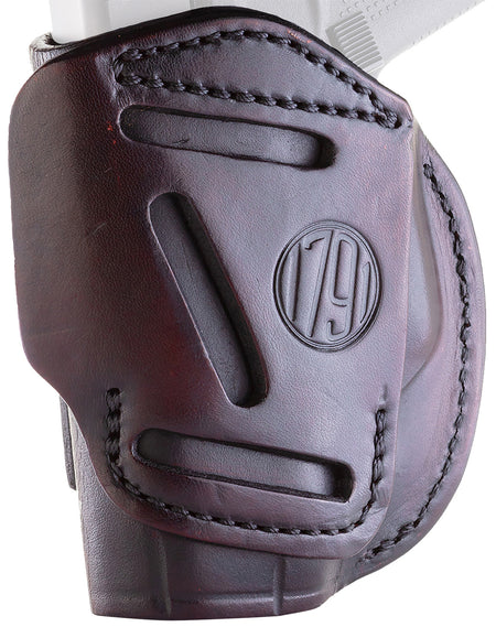 1791 Gunleather 4WH2SBRR Concealment Belt Holster Size 02 Signature Brown Leather - Glock 42/43/43X, Ruger LCP, S&W Bodyguard Compatible RH