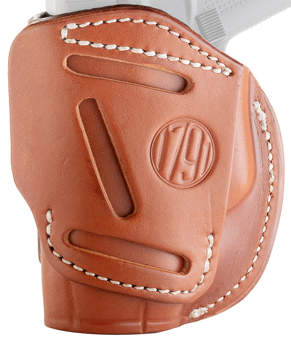 1791 Gunleather 4WH2CBRR Concealment Belt Holster Size 02 Classic Brown Leather - Glock 42/43/43X, Ruger LCP, S&W Bodyguard Compatible RH