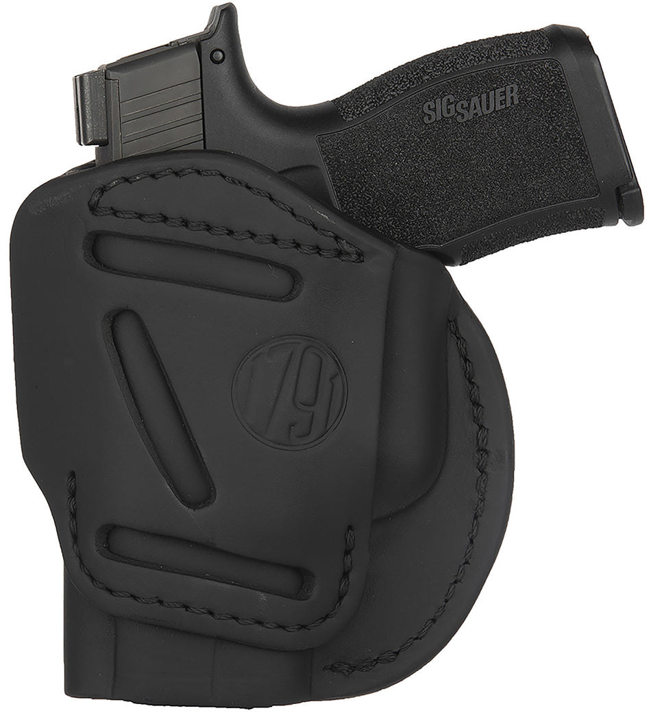 1791 Gunleather 4WH3SBLR Concealment Belt Holster Size 03 Stealth Black Leather - Glock 26, Ruger LC9, S&W M&P Shield/2.0 9/40 RH